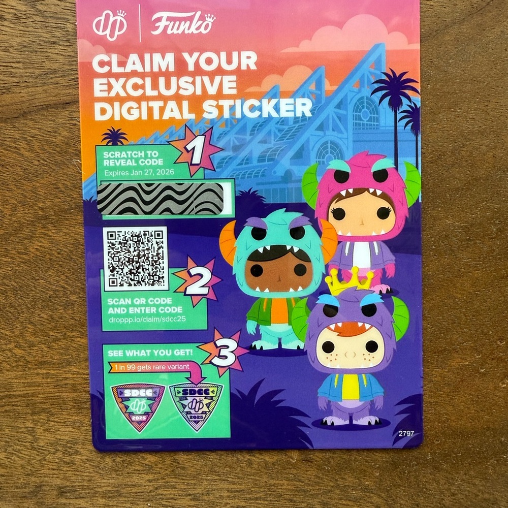 2025 SDCC Funko POP! Droppp Digital Sticker Exclusive Claim Code